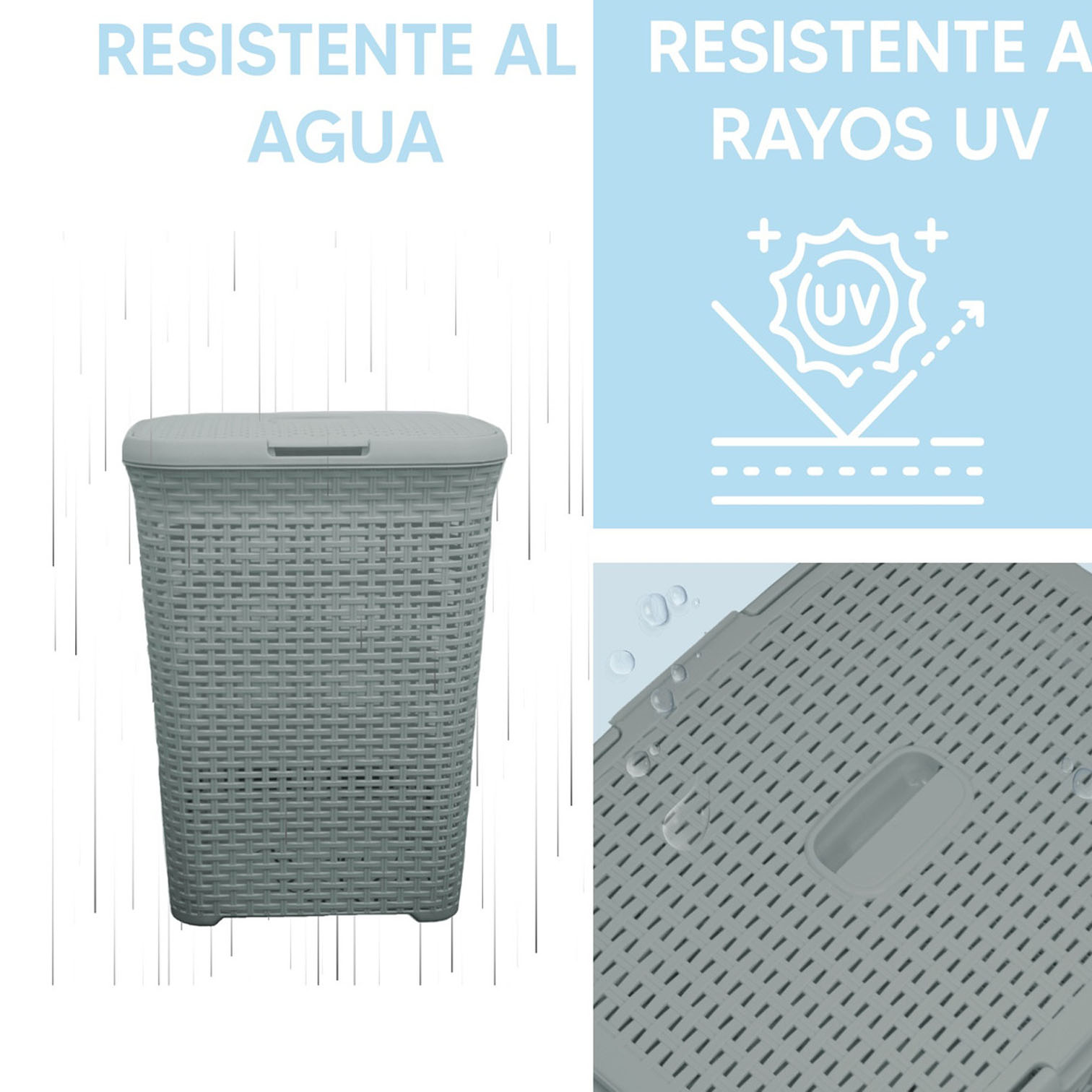 Foto 5 pulgar | Cesto de Ropa Jauz Gris con Tapa