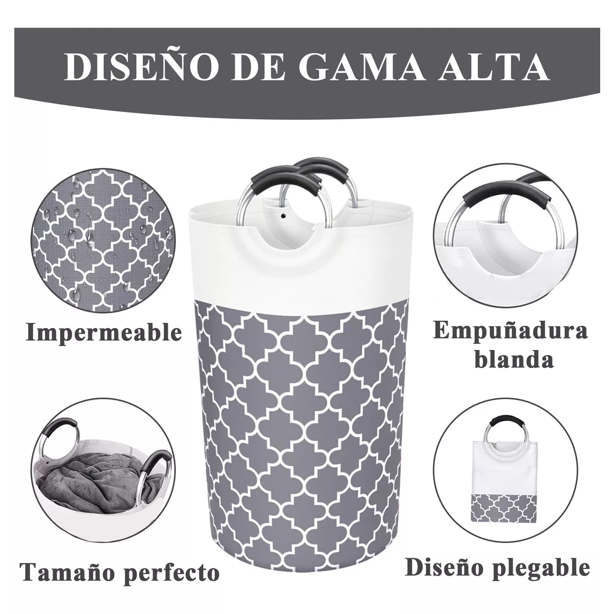 Foto 4 pulgar | Cesto De Ropa Plegable Eo Safe Imports Esi-17674 Gris