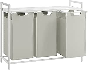 Cesto Para Ropa Sucia Vasagle Con 3 Bolsas De Tela Oxford De 38 L, Color Blanco $912