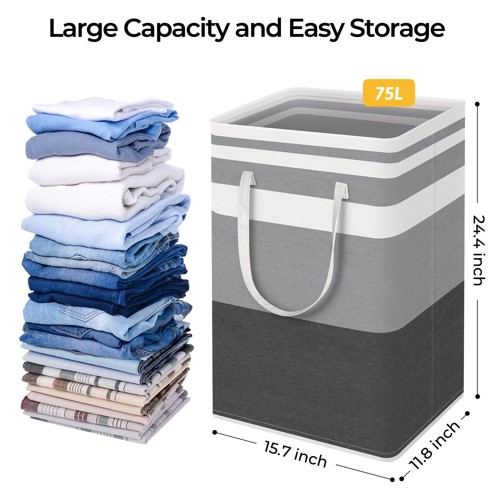 Foto 5 pulgar | Cesto De Ropa Sucia Homehacks, Paquete De 3 Unidades, 75 L, Impermeable, Gris - Venta Internacional.