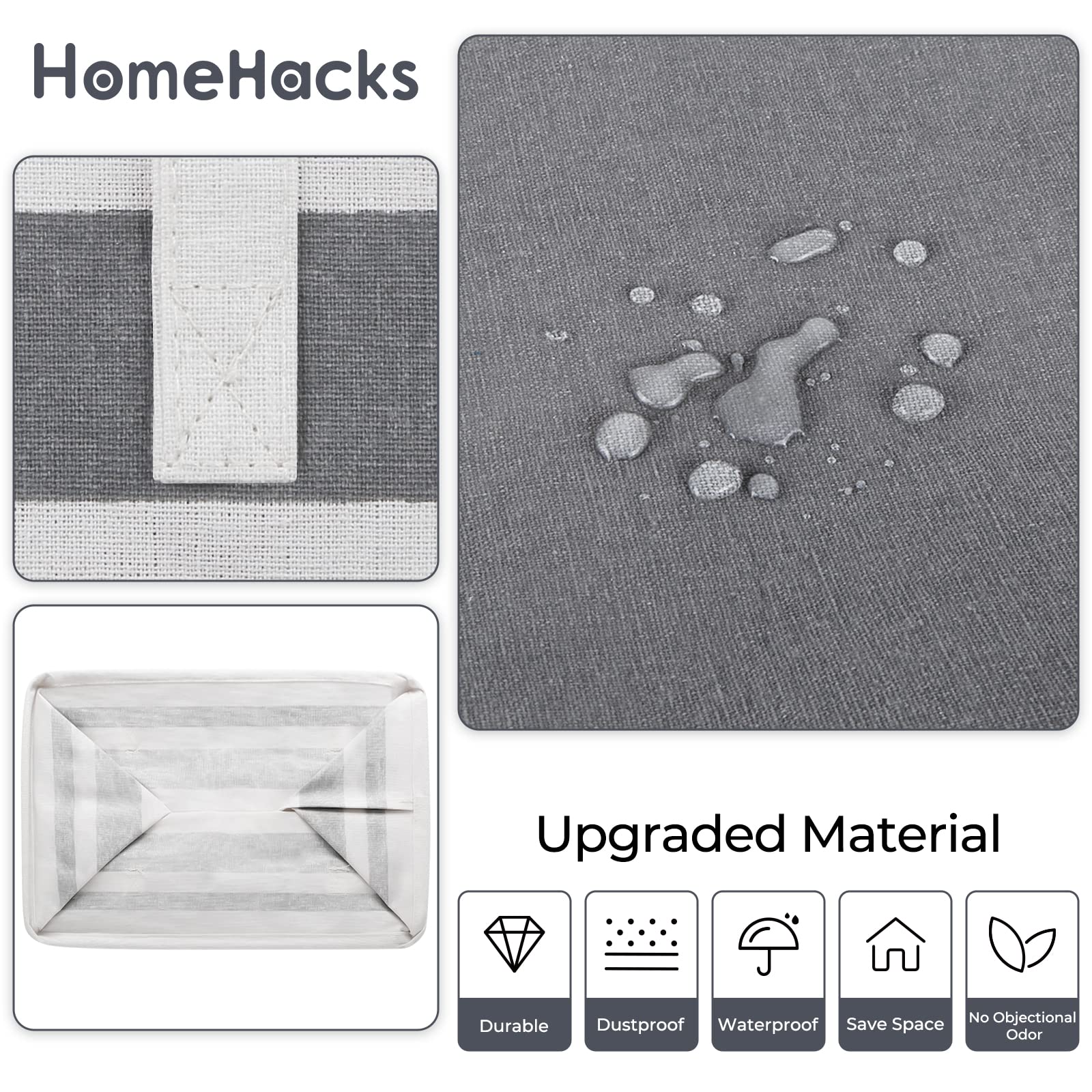 Foto 6 pulgar | Cesto De Ropa Sucia Homehacks, Paquete De 3 Unidades, 75 L, Impermeable, Gris - Venta Internacional.