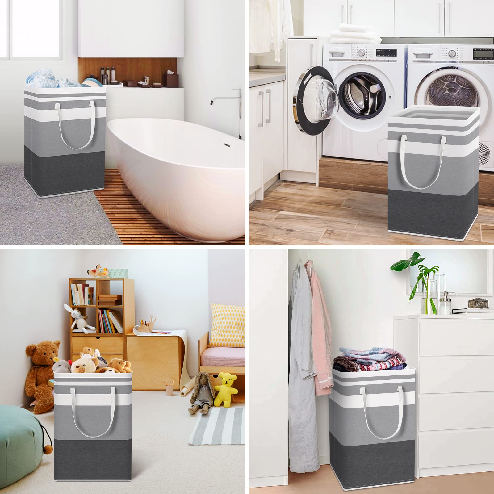 Foto 6 | Cesto De Ropa Sucia Homehacks, Paquete De 3 Unidades, 75 L, Impermeable, Gris - Venta Internacional.