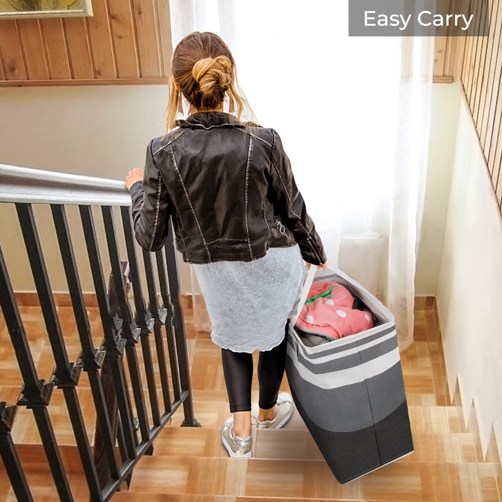 Foto 8 pulgar | Cesto De Ropa Sucia Homehacks, Paquete De 3 Unidades, 75 L, Impermeable, Gris - Venta Internacional.