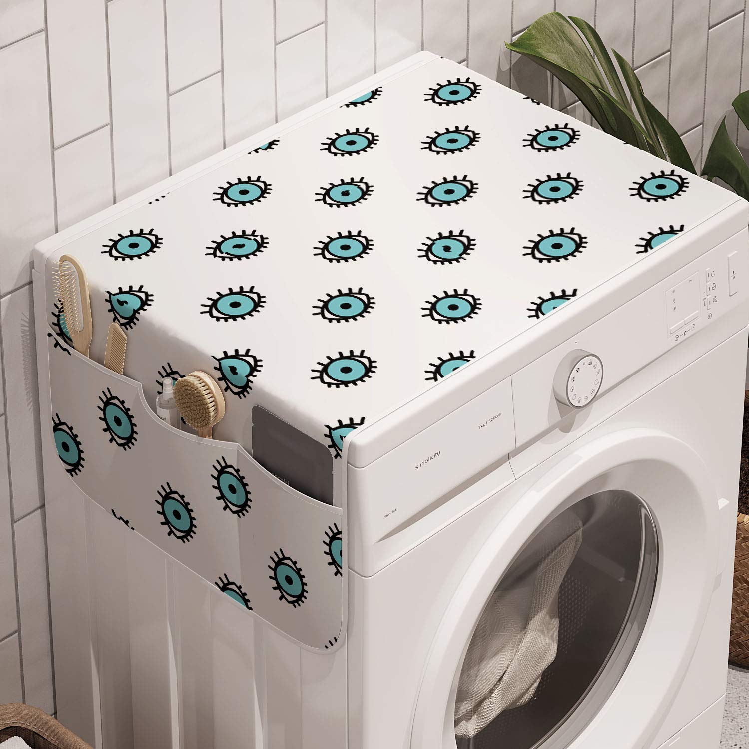 Organizador Para Lavadora Ambesonne Eyes Seafoam White - Venta Internacional.
