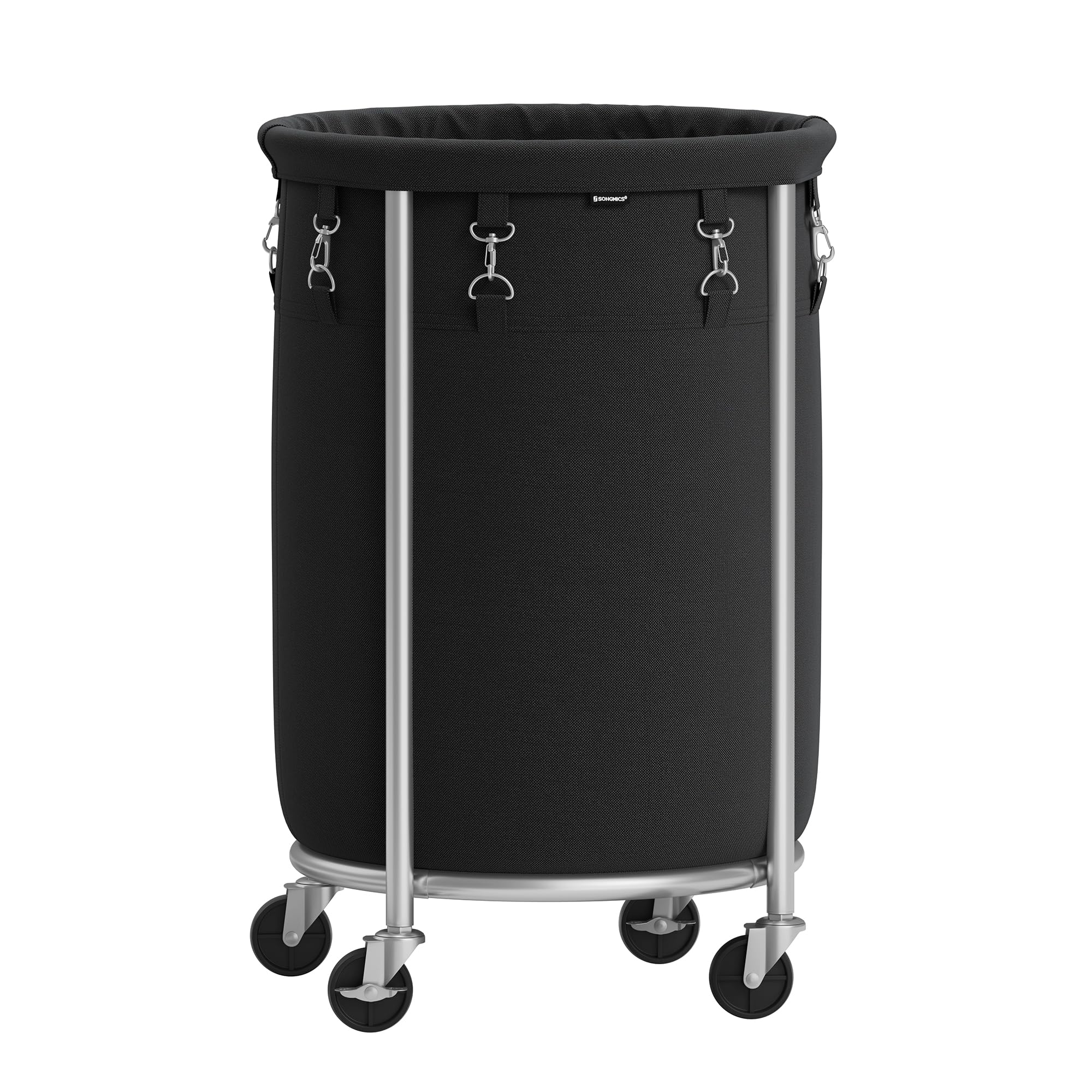 Foto 2 pulgar | Cesto De Ropa Con Ruedas Songmics, 70 L, Color Negro Y Plateado - Venta Internacional.