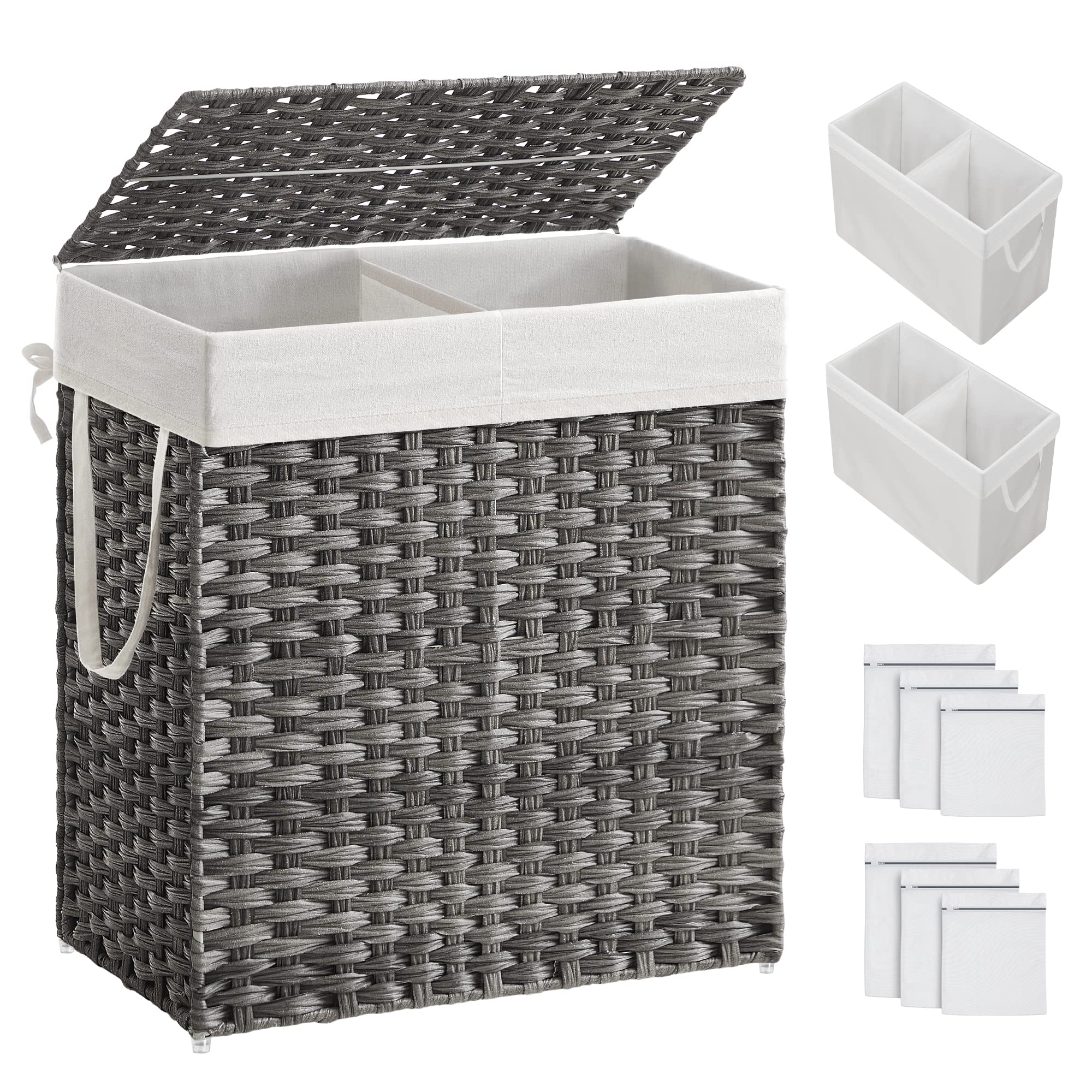 Foto 2 pulgar | Cesto De Ropa Songmics 110 L Con Tapa Y 2 Bolsas Forradas, Color Gris Ulcb52wg - Venta Internacional.