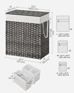 Foto 6 | Cesto De Ropa Songmics 110 L Con Tapa Y 2 Bolsas Forradas, Color Gris Ulcb52wg - Venta Internacional.