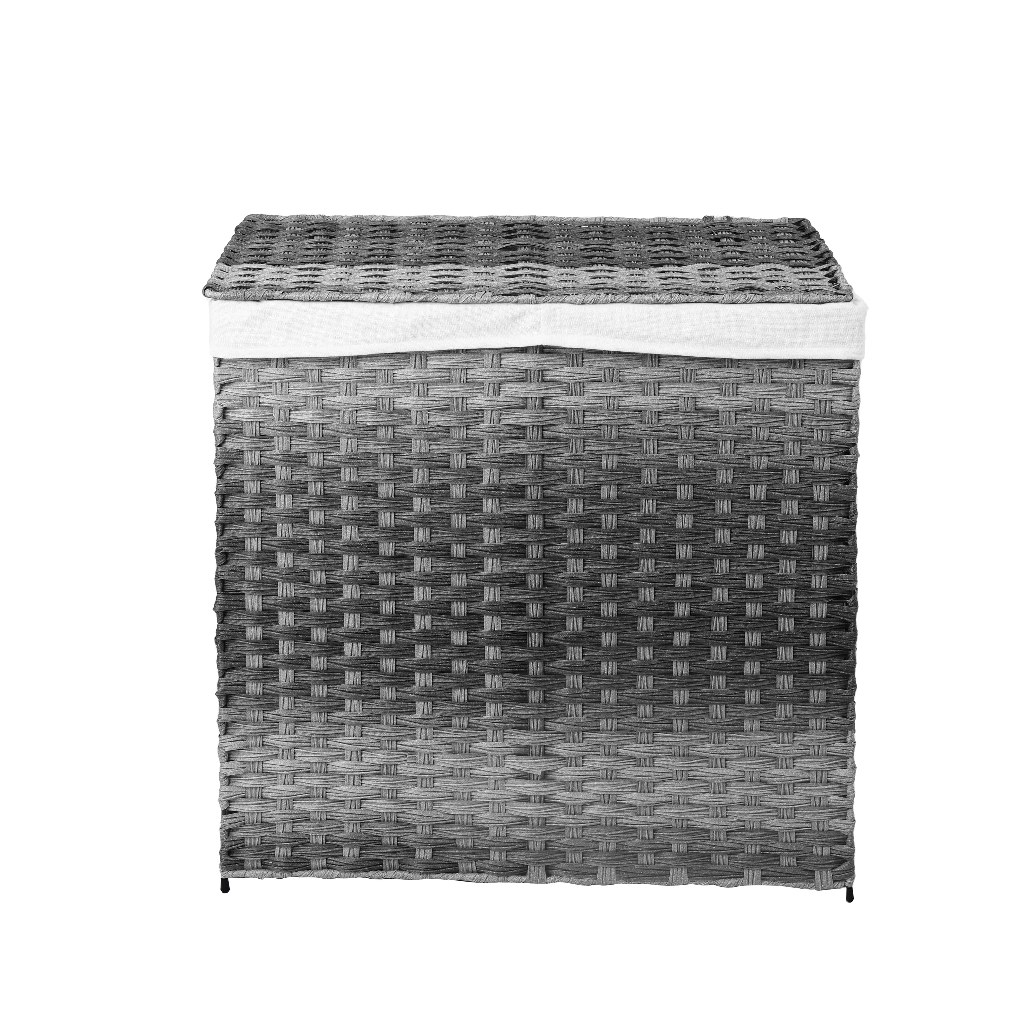 Foto 1 | Cesto De Lavandería De Ratán Sintético Mu:4life 110l-2divi-go  Gris Oscuro Con Bolsa Dividida Y Tapa Plegable