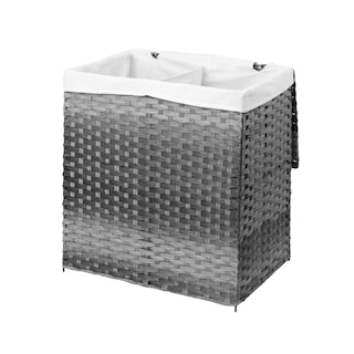 Foto 2 | Cesto De Lavandería De Ratán Sintético Mu:4life 110l-2divi-go Gris Oscuro Con Bolsa Dividida Y Tapa Plegable