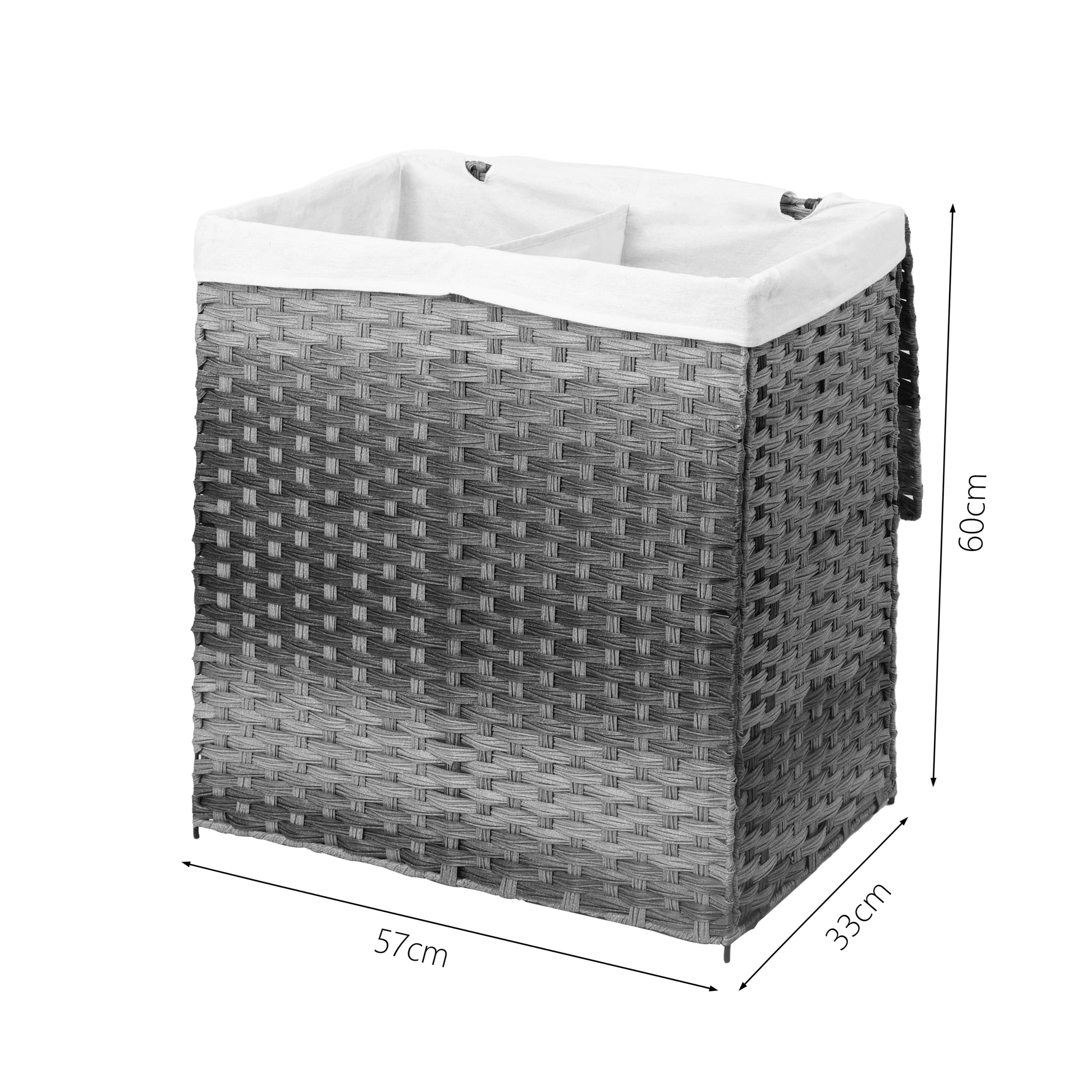 Foto 6 | Cesto De Lavandería De Ratán Sintético Mu:4life 110l-2divi-go  Gris Oscuro Con Bolsa Dividida Y Tapa Plegable