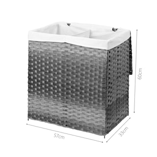 Foto 6 | Cesto De Lavandería De Ratán Sintético Mu:4life 110l-2divi-go Gris Oscuro Con Bolsa Dividida Y Tapa Plegable