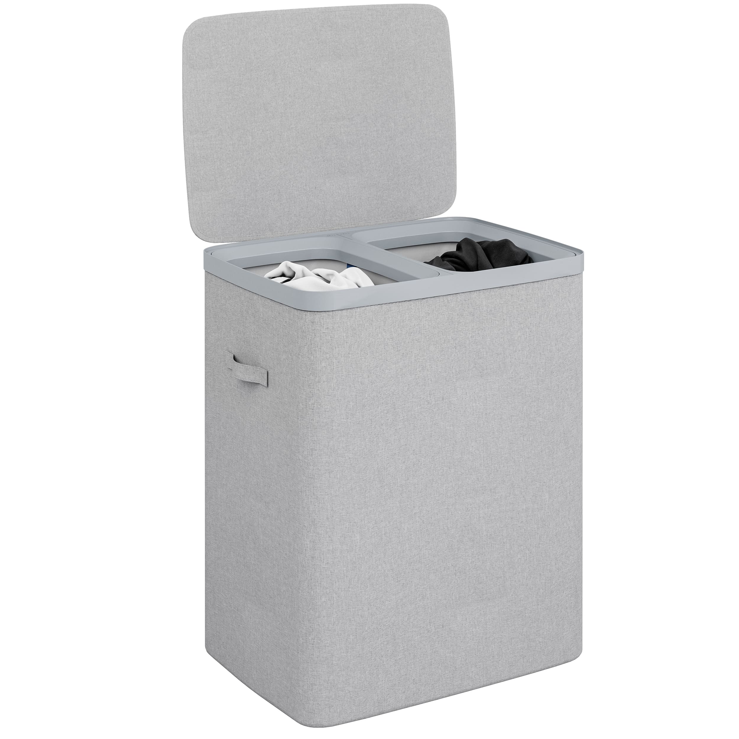 Foto 1 | Cesto De Ropa Sucia Con Tapa Mu:4life 6h-201-e Gris Claro Plegable De 100l Con 2 Bolsas Extraíbles