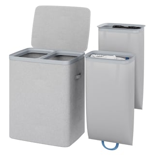 Foto 2 | Cesto De Ropa Sucia Con Tapa Mu:4life 6h-201-e Gris Claro Plegable De 100l Con 2 Bolsas Extraíbles