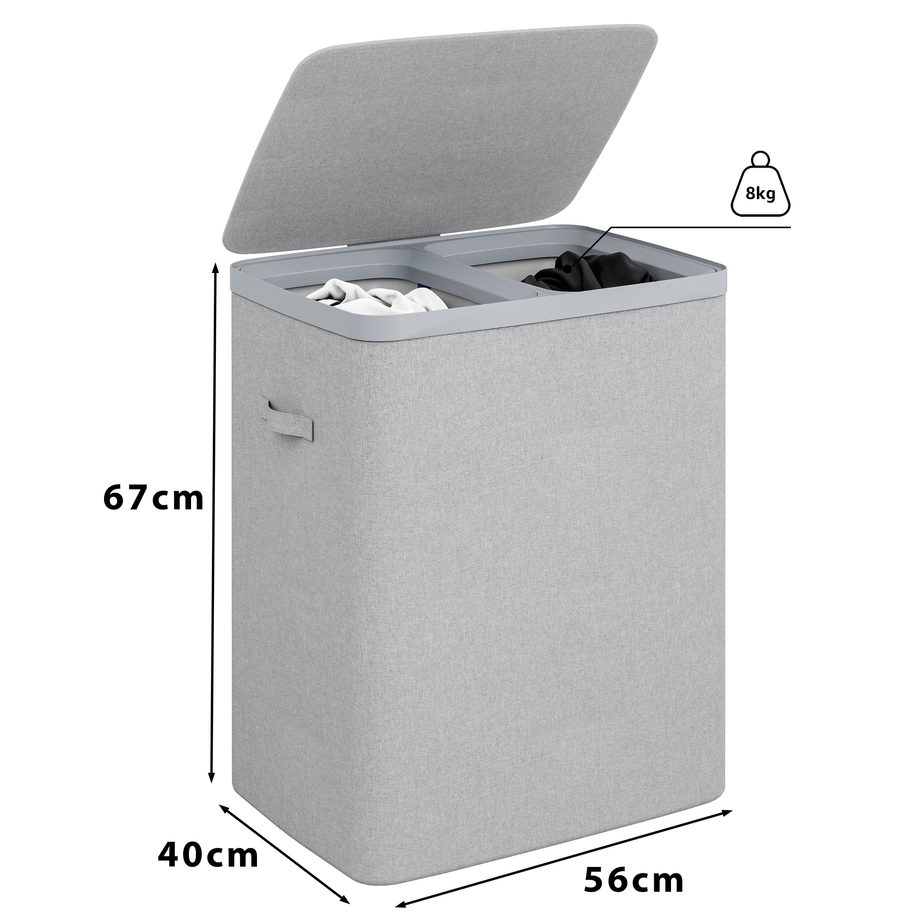 Foto 6 | Cesto De Ropa Sucia Con Tapa Mu:4life 6h-201-e Gris Claro Plegable De 100l Con 2 Bolsas Extraíbles