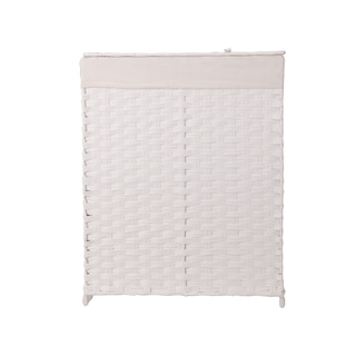 Foto 1 | Cesto De Lavandería De Ratán Sintético Mu:4life 110l-2divi-b Blanco Con Bolsa Dividida Y Tapa Plegable