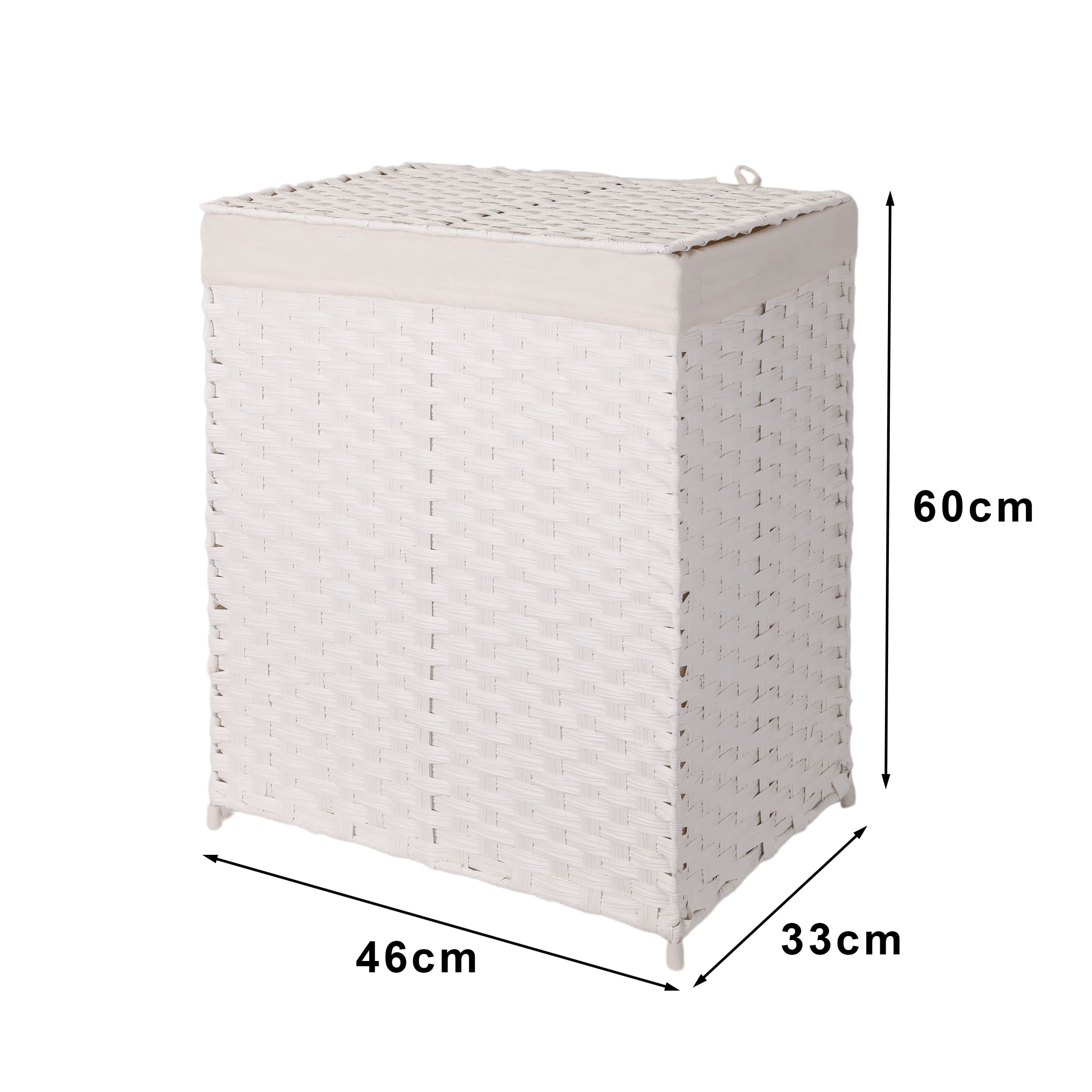 Foto 5 | Cesto De Lavandería De Ratán Sintético Mu:4life 110l-2divi-b  Blanco Con Bolsa Dividida Y Tapa Plegable