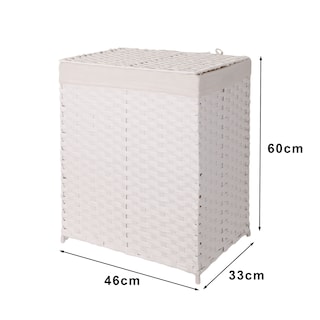 Foto 5 | Cesto De Lavandería De Ratán Sintético Mu:4life 110l-2divi-b Blanco Con Bolsa Dividida Y Tapa Plegable