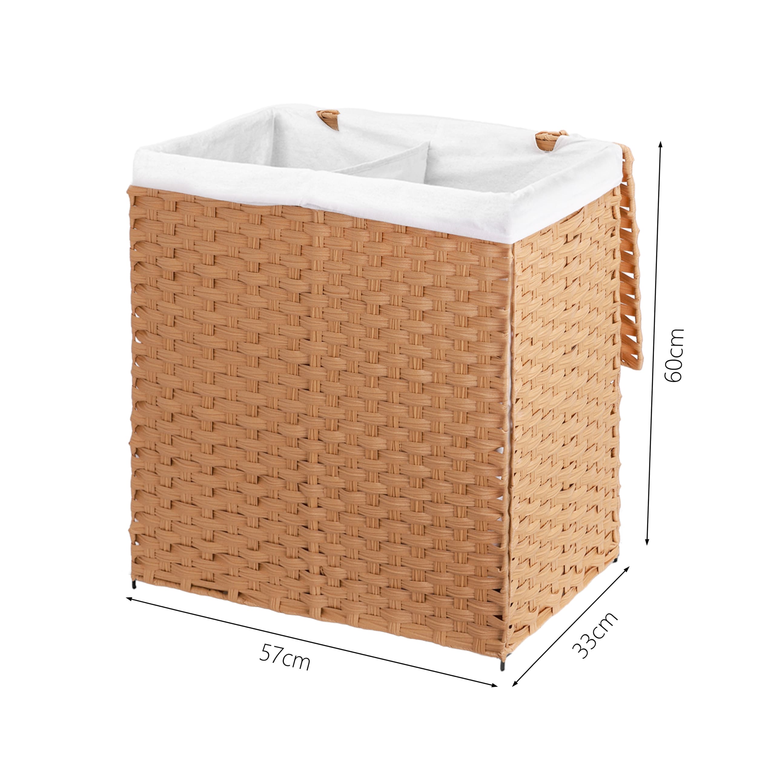 Foto 6 | Cesto De Lavandería De Ratán Sintético Mu:4life 110l-2divi-n  Natural Con Bolsa Dividida Y Tapa Plegable