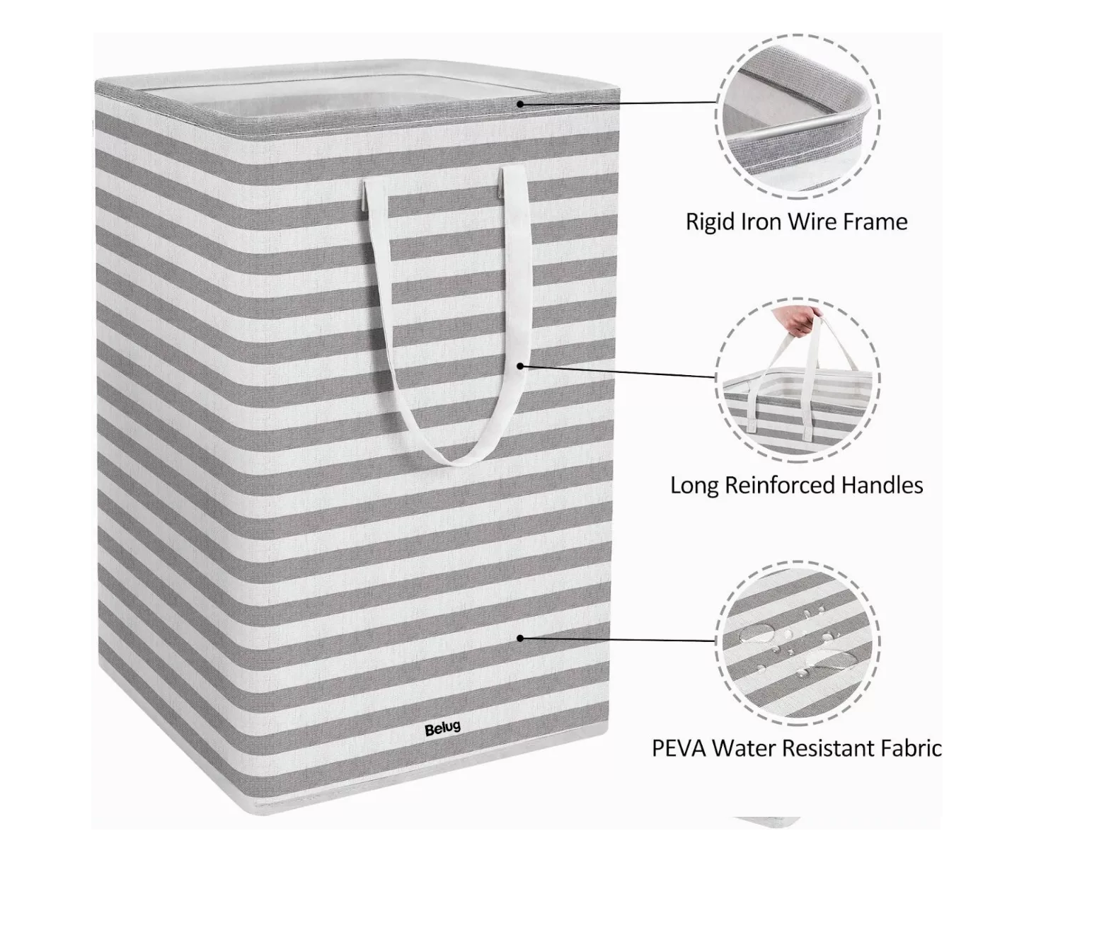Foto 4 pulgar | Cestos Plegables Grandes 2 Piezas Gris Con Blanco 75lt Belug