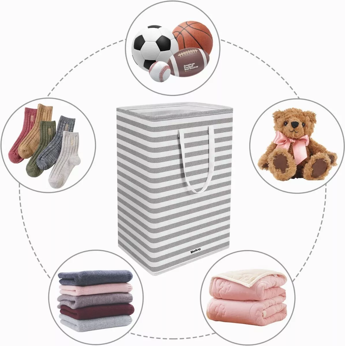 Foto 5 pulgar | Cestos Plegables Grandes 2 Piezas Gris Con Blanco 75lt Belug