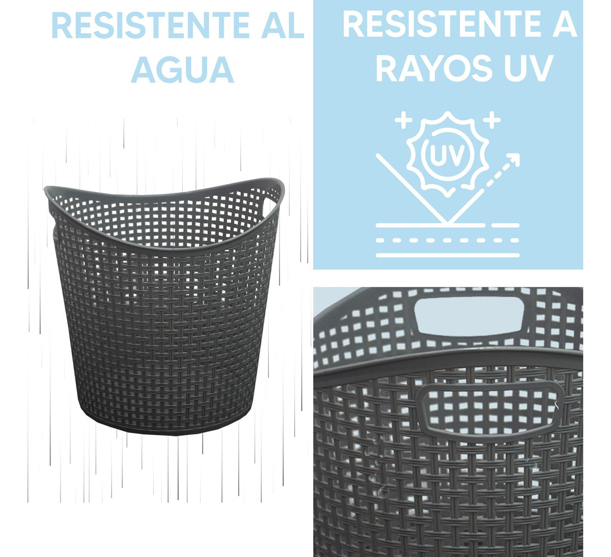 Foto 4 | Jauz Cesto De Ropa Redondo Con Agarraderas Capacidad 30l