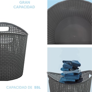Foto 6 | Jauz Cesto De Ropa Redondo Con Agarraderas Capacidad 30l