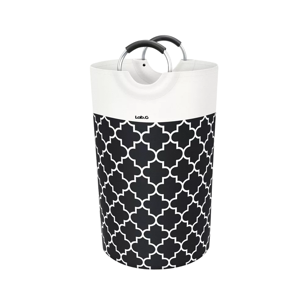 Cesto De Ropa Sucia Lab.g Canasta Plegable De Tela Oxford De 82 L Negro/blanco
