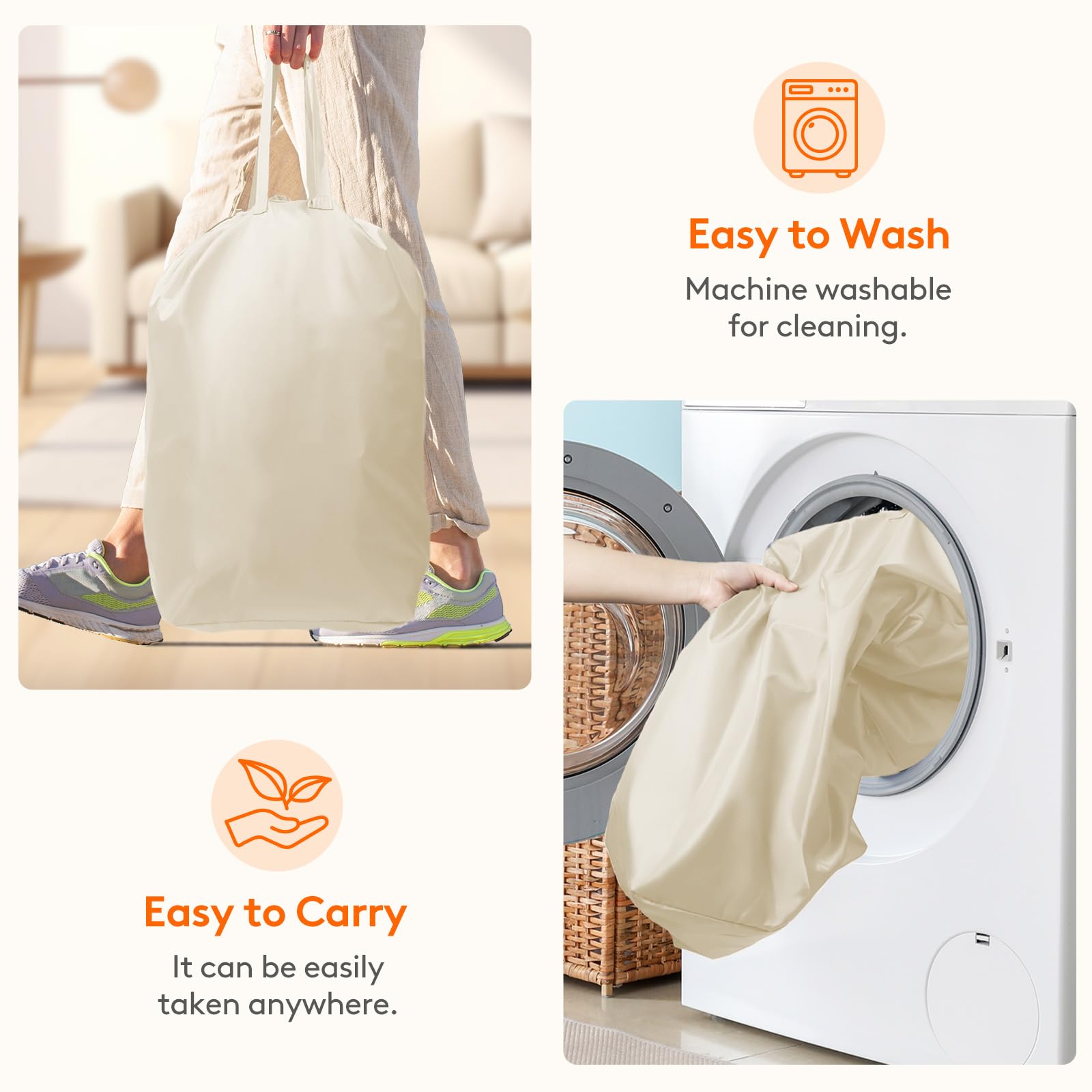 Foto 6 pulgar | Cesto De Ropa Lifewit De 100 Litros Con Tapa Y Bolsa Extraíble, Color Beige - Venta Internacional.
