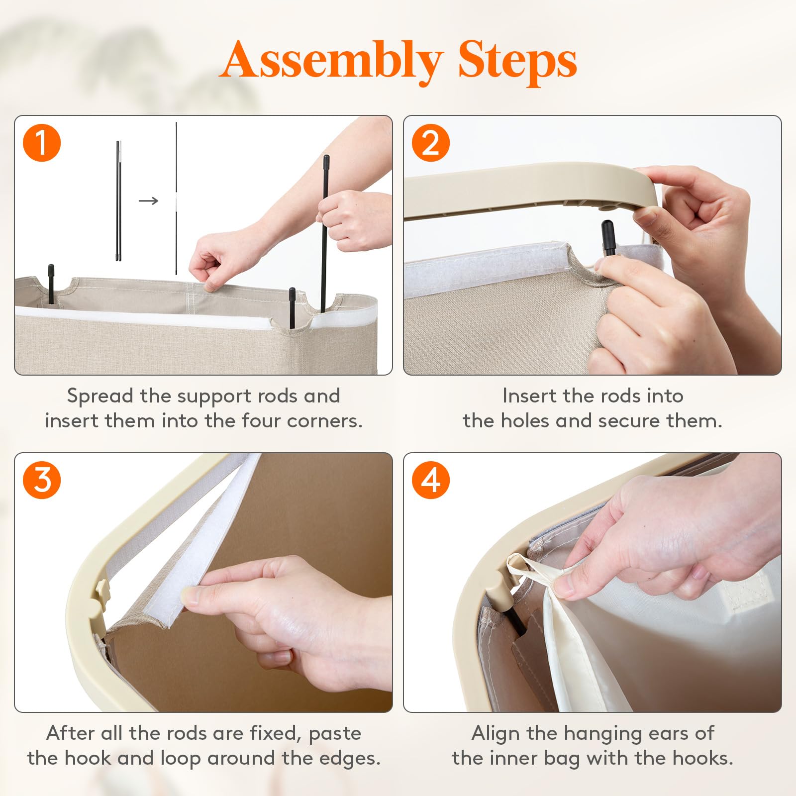 Foto 8 pulgar | Cesto De Ropa Lifewit De 100 Litros Con Tapa Y Bolsa Extraíble, Color Beige - Venta Internacional.