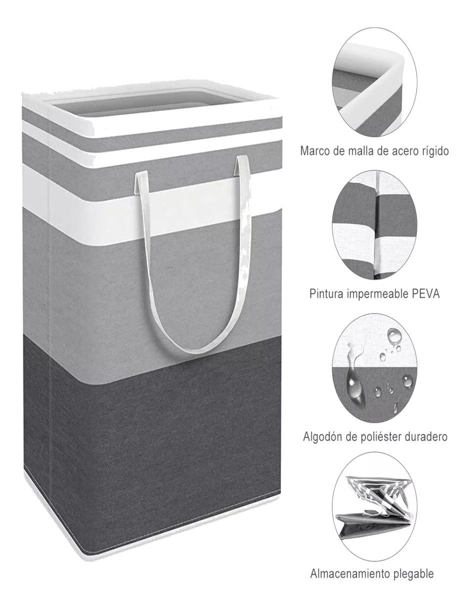 Foto 5 pulgar | 3 Pz Cesto Grande Para Ropa Sucia Y Lavandería Plegable + Termo De Agua De Regalo Güish