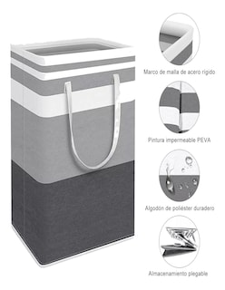 Foto 4 | 3 Pz Cesto Grande Para Ropa Sucia Y Lavandería Plegable + Termo De Agua De Regalo Güish
