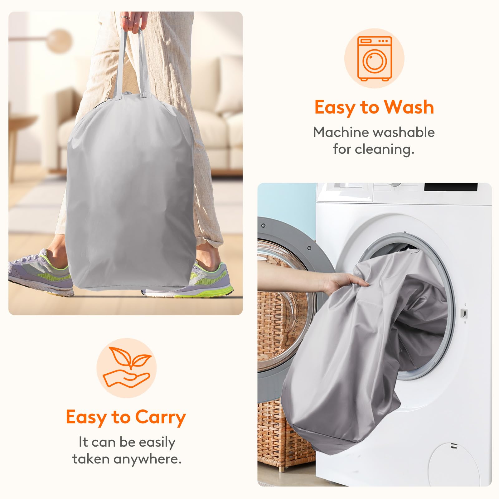 Foto 6 pulgar | Cesto De Ropa Lifewit De 100 Litros Con Tapa Y Bolsa Extraíble, Color Gris Claro - Venta Internacional.