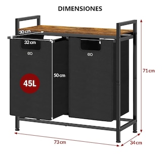 Foto 2 | Cesto De Ropa Sucia Dos Bolsas Eo Safe Imports Esi-18797 Negro