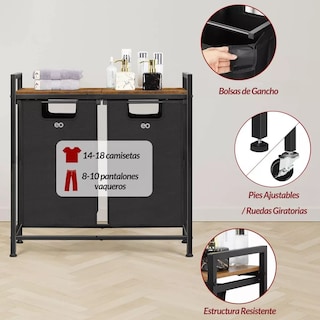 Foto 3 | Cesto De Ropa Sucia Dos Bolsas Eo Safe Imports Esi-18797 Negro