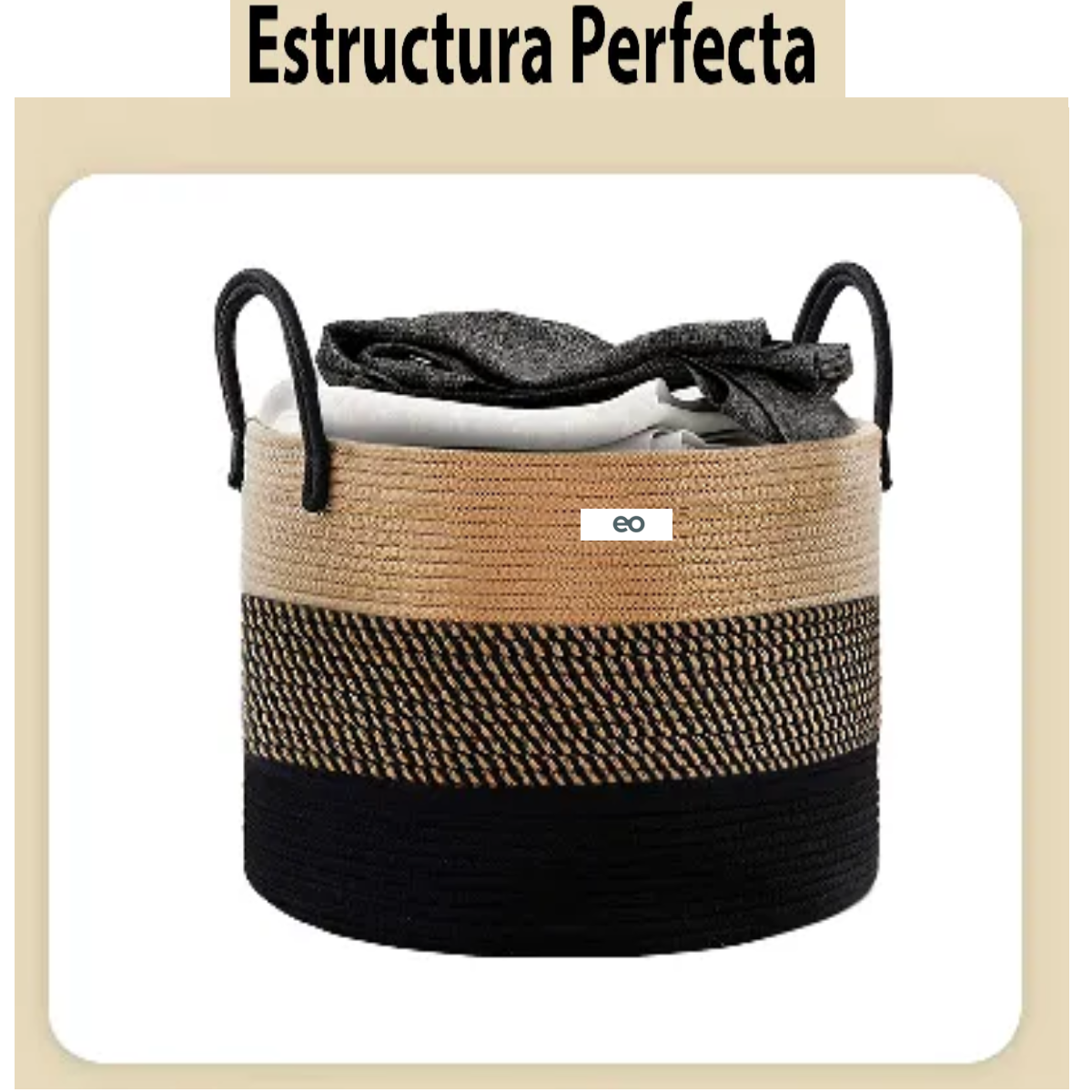 Foto 3 pulgar | Cesto Extra Grande Para Ropa Sucia De Cuerda Tejida Eo Safe Imports Esi-18923 Multicolor