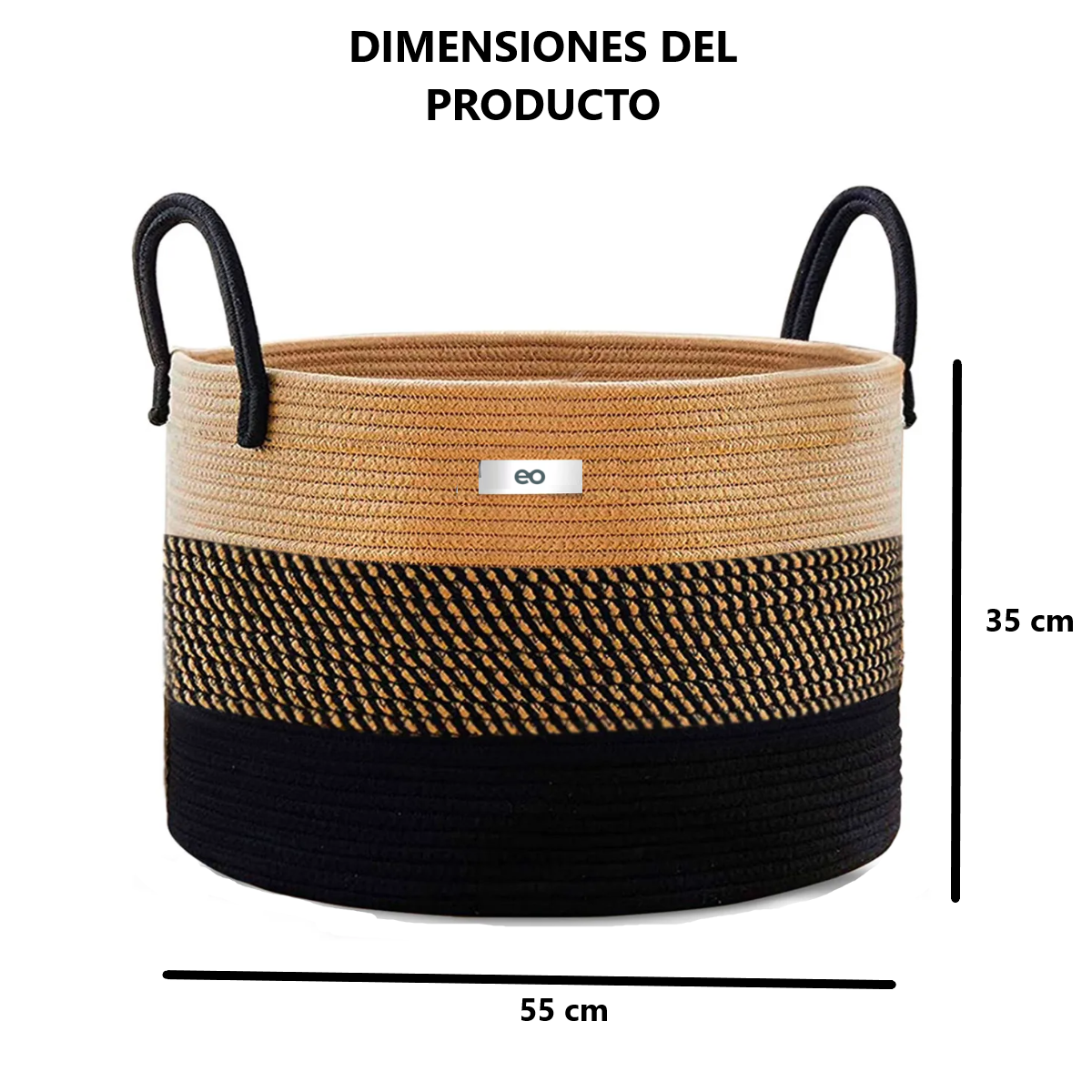 Foto 4 pulgar | Cesto Extra Grande Para Ropa Sucia De Cuerda Tejida Eo Safe Imports Esi-18923 Multicolor