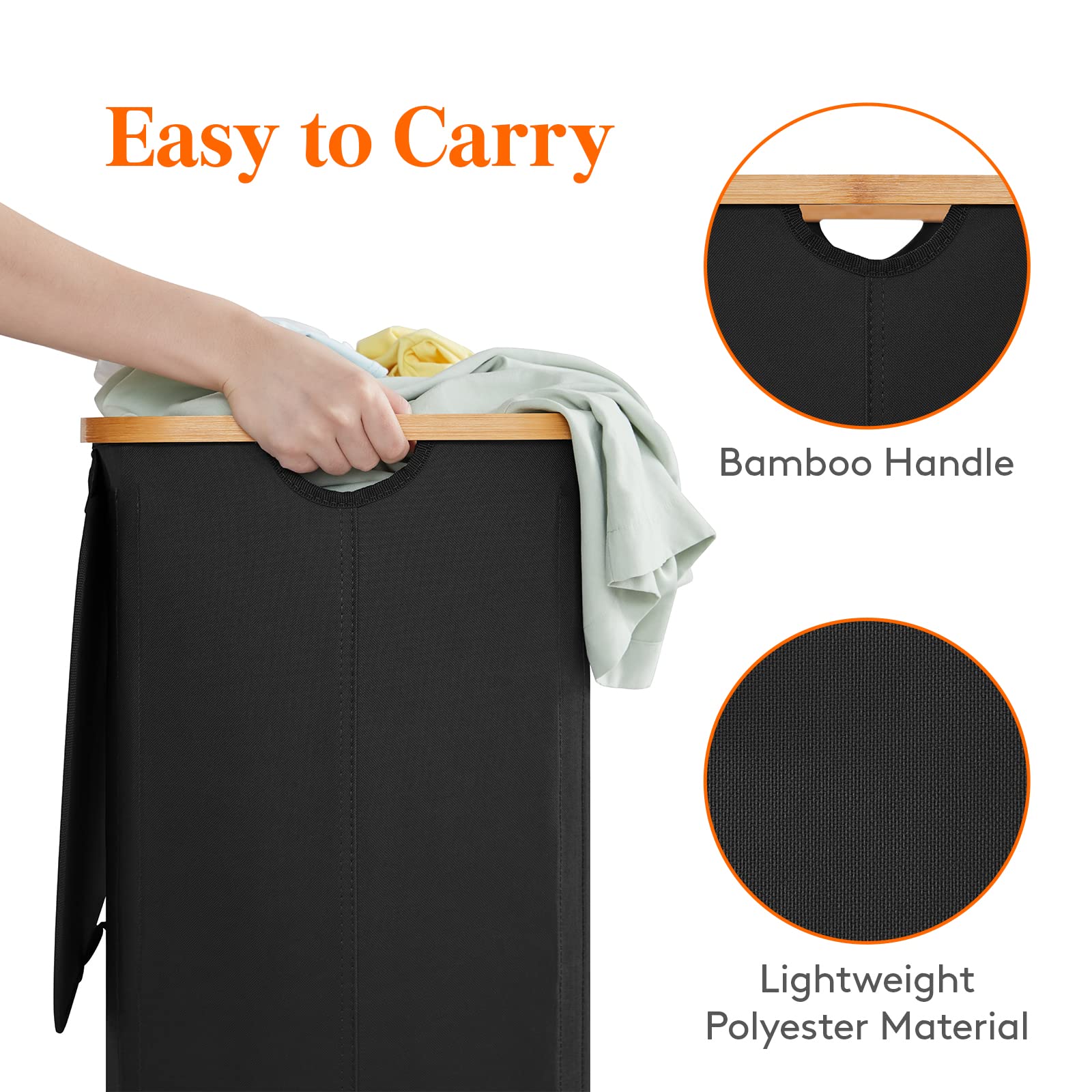 Foto 7 pulgar | Cesto De Ropa Lifewit De 100 Litros Con Tapa Y Bolsa Extraíble, Color Negro - Venta Internacional.