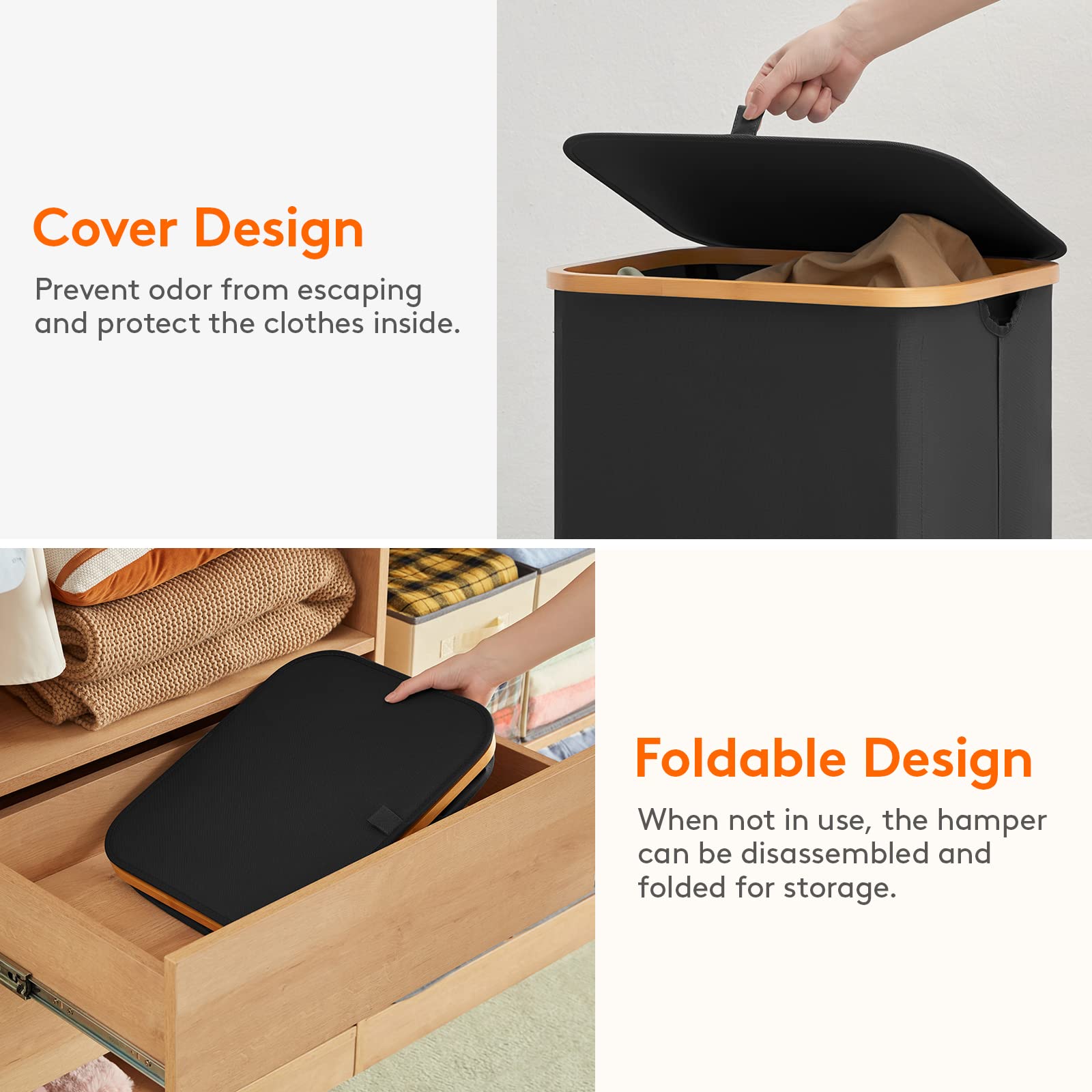 Foto 8 pulgar | Cesto De Ropa Lifewit De 100 Litros Con Tapa Y Bolsa Extraíble, Color Negro - Venta Internacional.