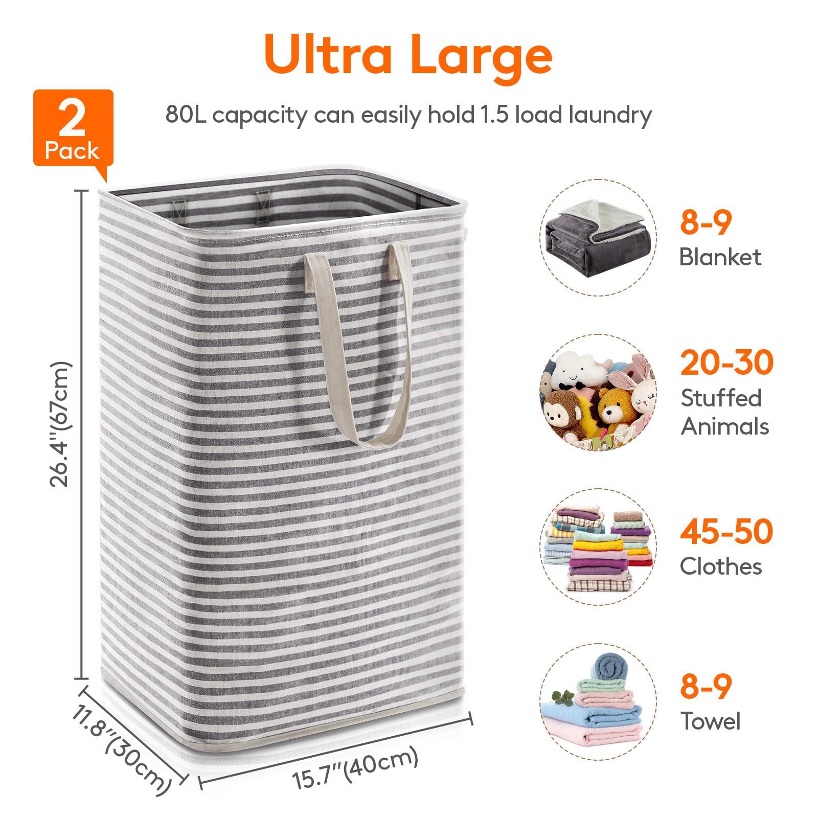 Foto 5 pulgar | Cesto De Ropa Lifewit, Grande, Plegable, Paquete De 2 Unidades, 160 L, Negro - Venta Internacional.