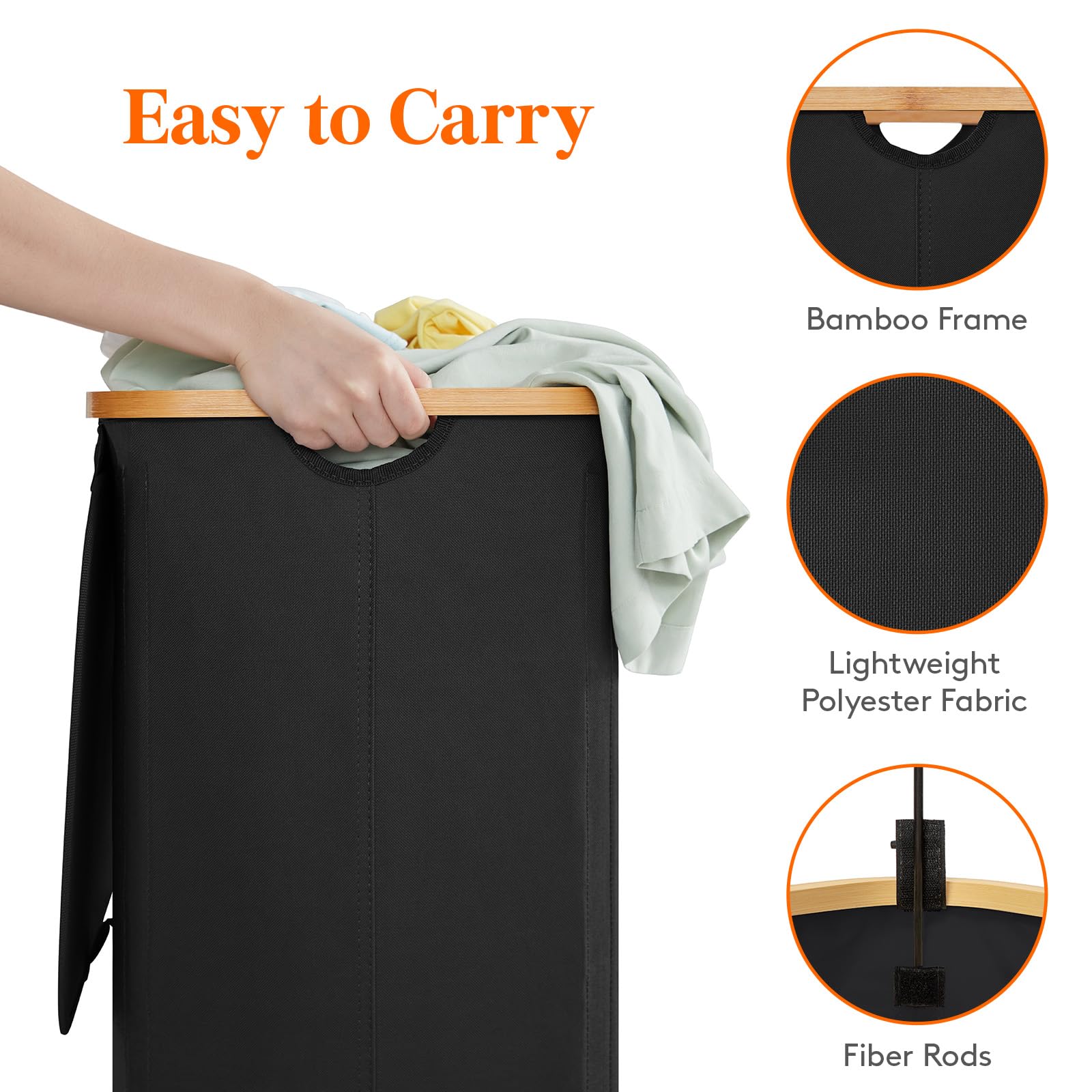 Foto 4 pulgar | Cesto De Ropa Lifewit De 150 Litros Con Tapa Y Bolsas Extraíbles, Color Negro - Venta Internacional.