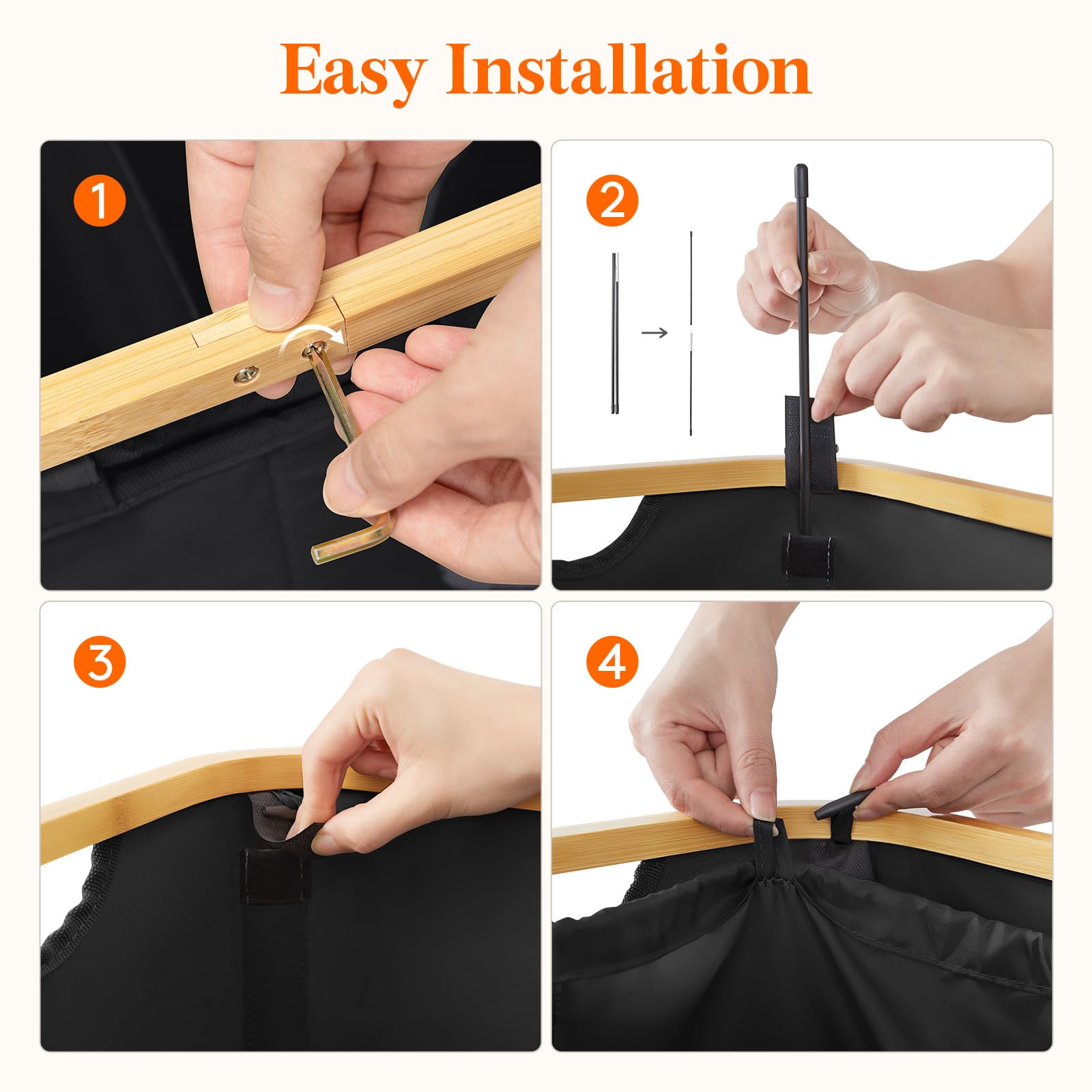 Foto 5 | Cesto De Ropa Lifewit De 150 Litros Con Tapa Y Bolsas Extraíbles, Color Negro - Venta Internacional.