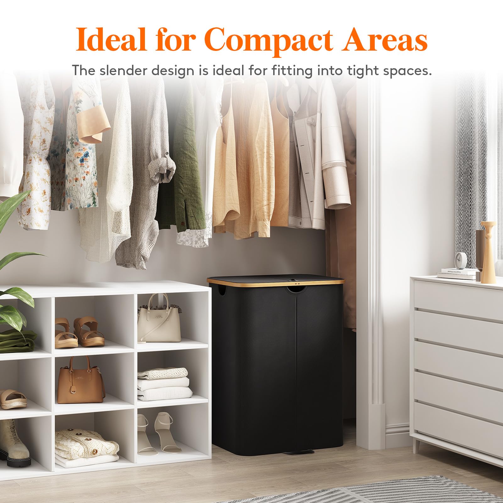 Foto 6 | Cesto De Ropa Lifewit De 150 Litros Con Tapa Y Bolsas Extraíbles, Color Negro - Venta Internacional.