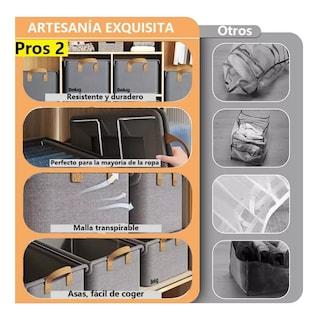 Foto 3 | Cajas Organizadoras De Tela Con Tapa Y Soporte De Acero Belug 2pcs Café Oscuro