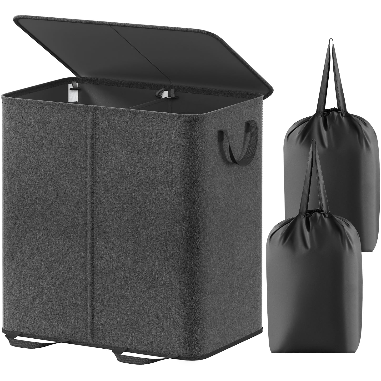 Foto 2 pulgar | Cesto De Ropa Lifewit Doble Con Tapa Y Bolsas Extraíbles 136 L - Venta Internacional.