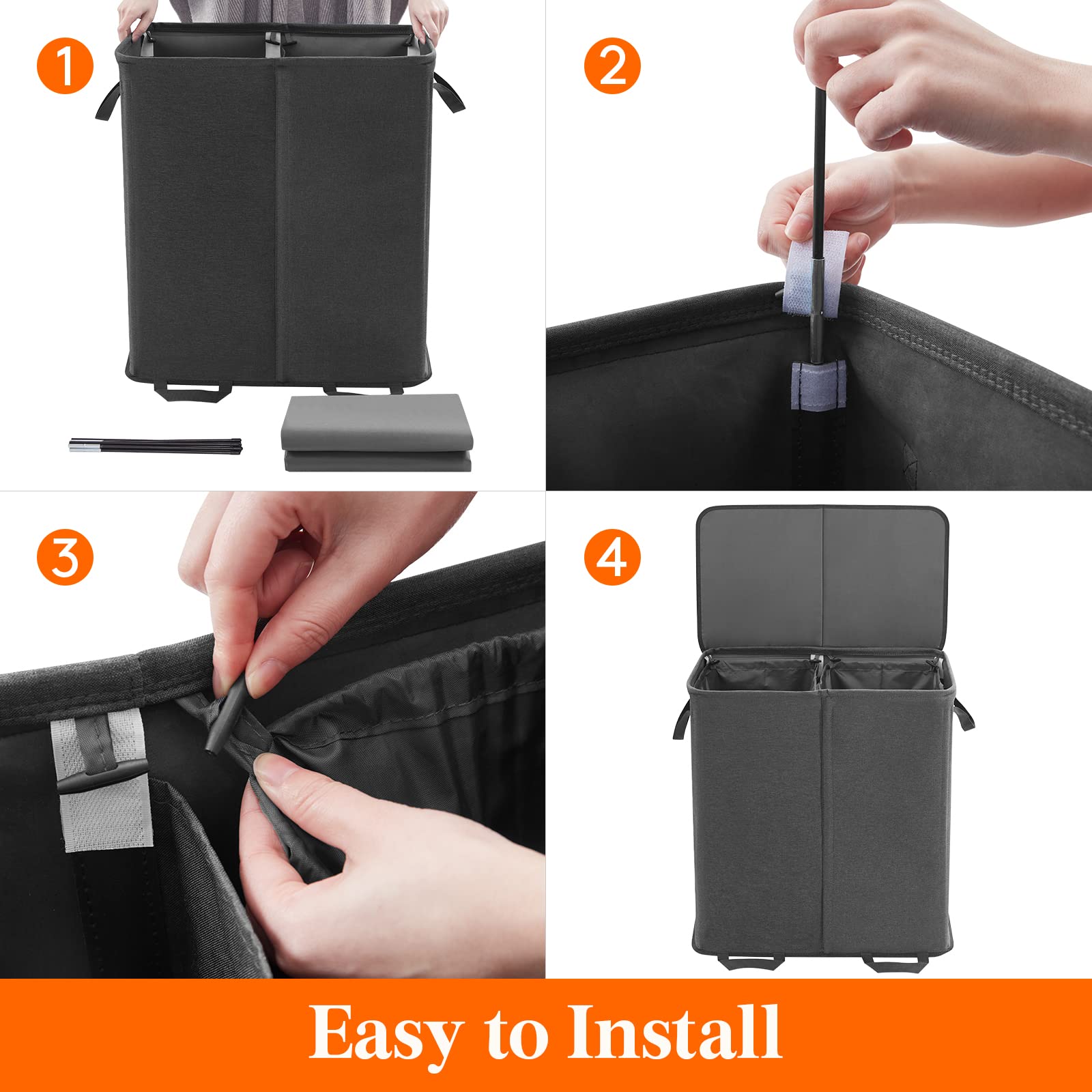 Foto 4 pulgar | Cesto De Ropa Lifewit Doble Con Tapa Y Bolsas Extraíbles 136 L - Venta Internacional.