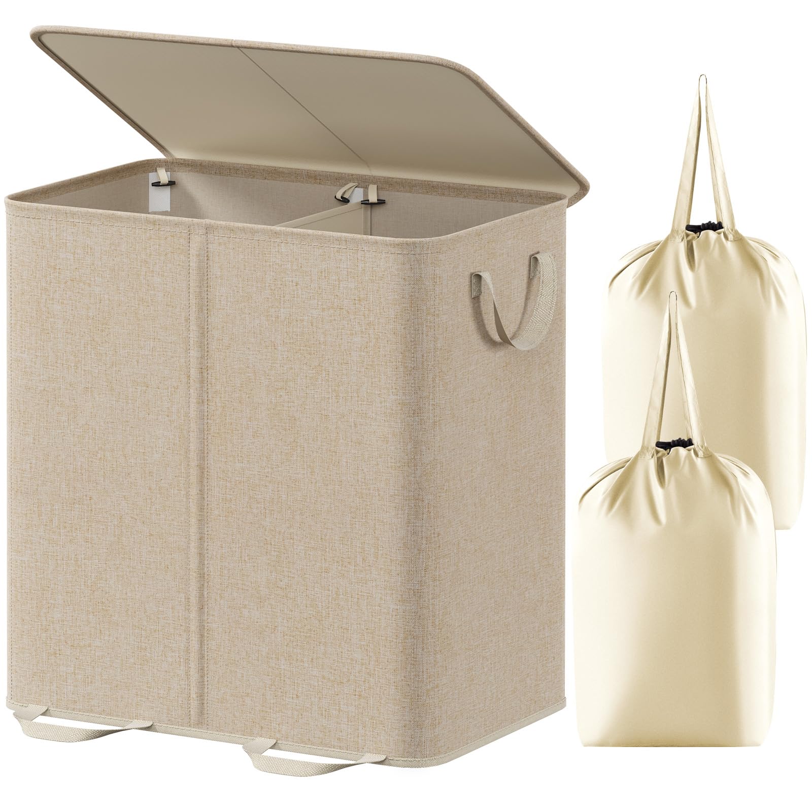 Foto 2 pulgar | Cesto De Ropa Lifewit Doble Con Tapa Y Bolsas Extraíbles 136 L - Venta Internacional.
