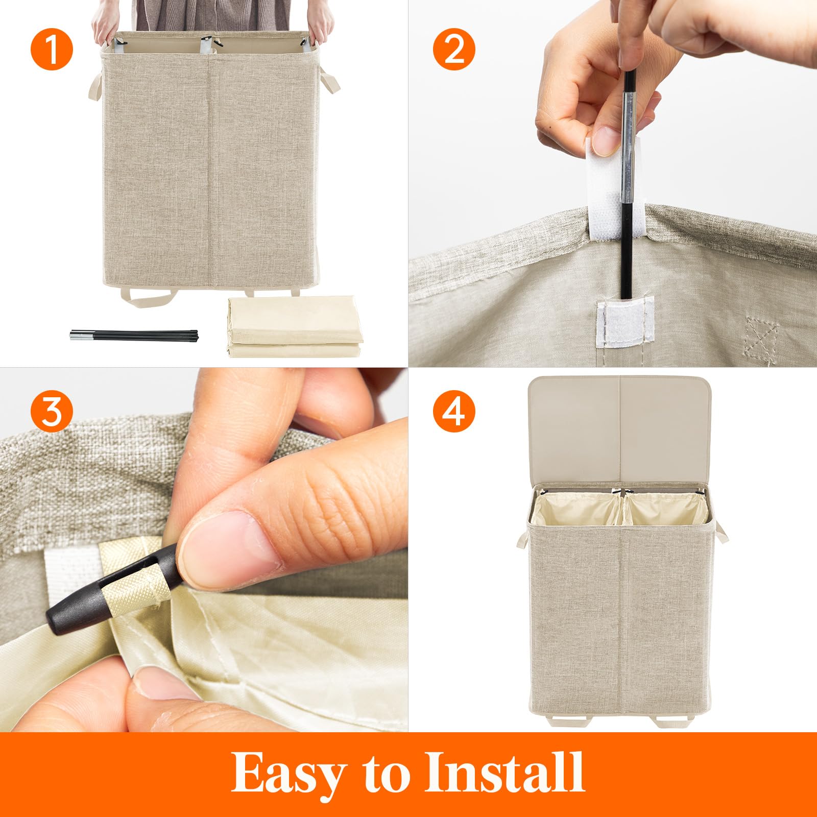 Foto 4 pulgar | Cesto De Ropa Lifewit Doble Con Tapa Y Bolsas Extraíbles 136 L - Venta Internacional.