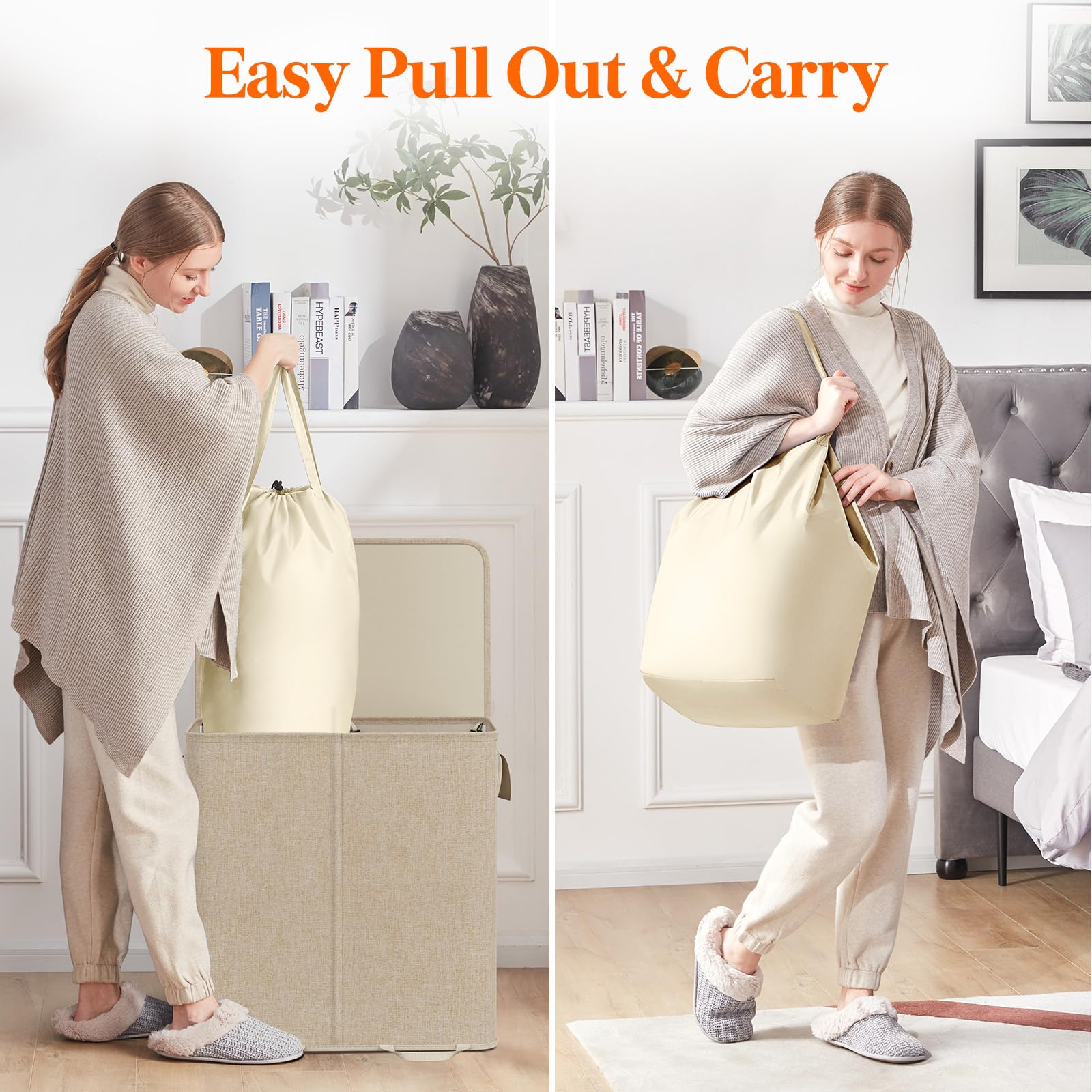 Foto 5 pulgar | Cesto De Ropa Lifewit Doble Con Tapa Y Bolsas Extraíbles 136 L - Venta Internacional.