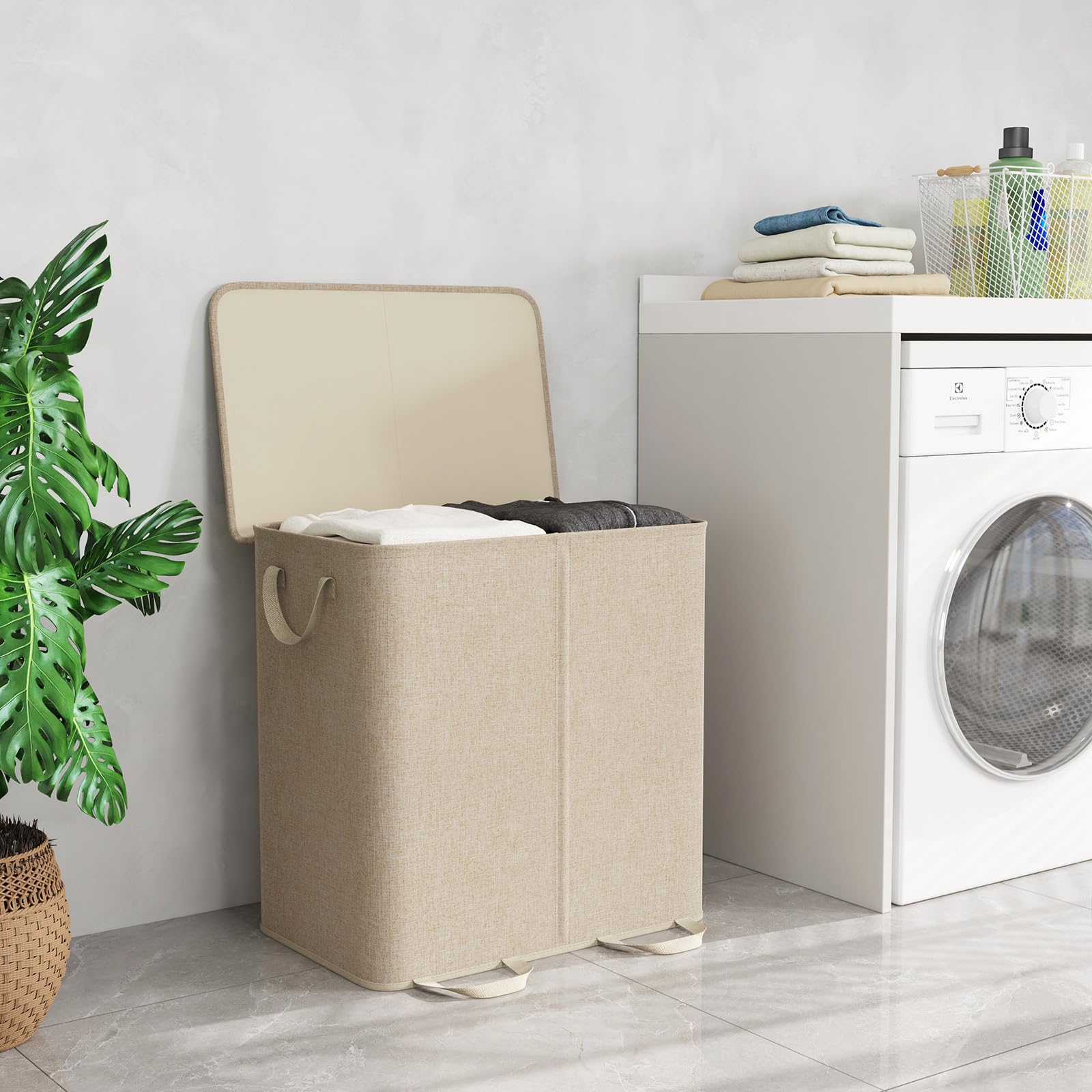 Foto 7 pulgar | Cesto De Ropa Lifewit Doble Con Tapa Y Bolsas Extraíbles 136 L - Venta Internacional.