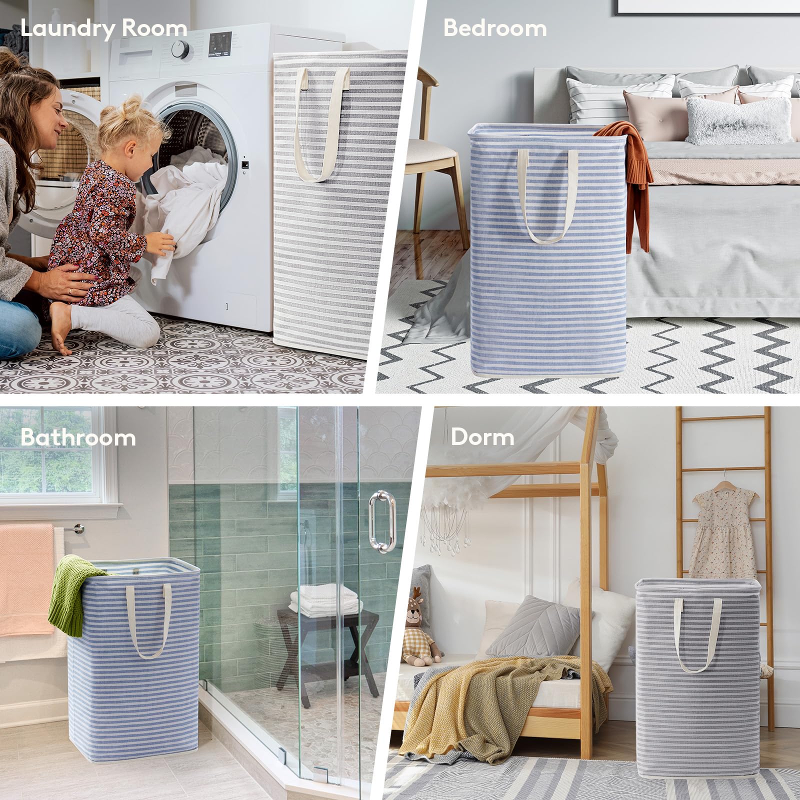 Foto 8 pulgar | Cesto De Ropa Lifewit, Grande, Plegable, 80 L, Paquete De 2, Gris Y Azul - Venta Internacional.